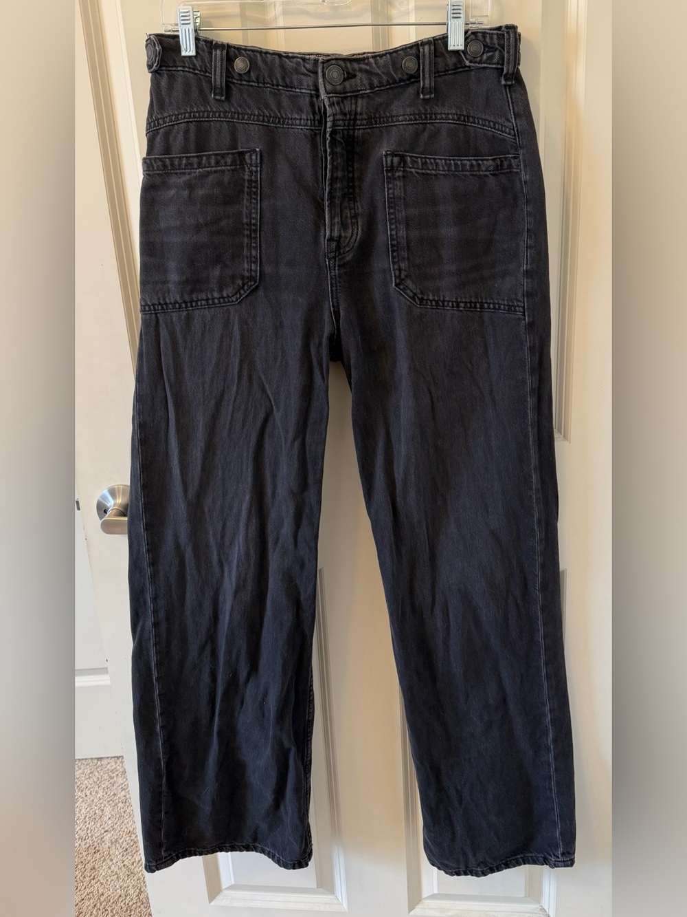 We The Free Palmer High Rise Wide Leg Jeans in Washed Black, 100% Cotton, 28